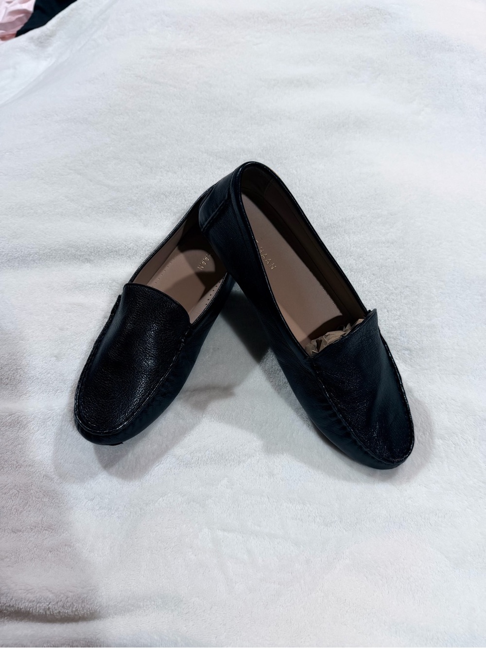 Cole Haan Black Leather Slip-On Evelyn driver Loafers size 8b